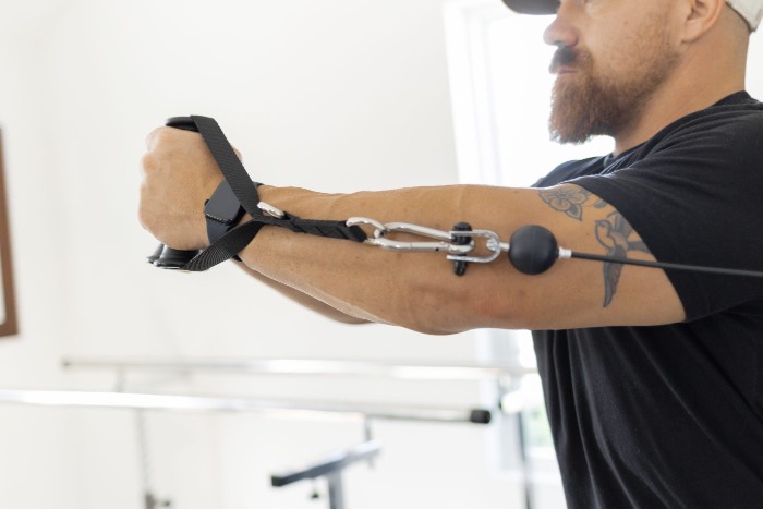 Resistance band training at our Roxboro, NC physical therapy clinic